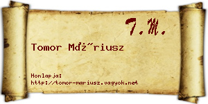Tomor Máriusz névjegykártya